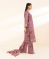 Unstitched Women's Embroidered Lawn Pink Three Piece Suit